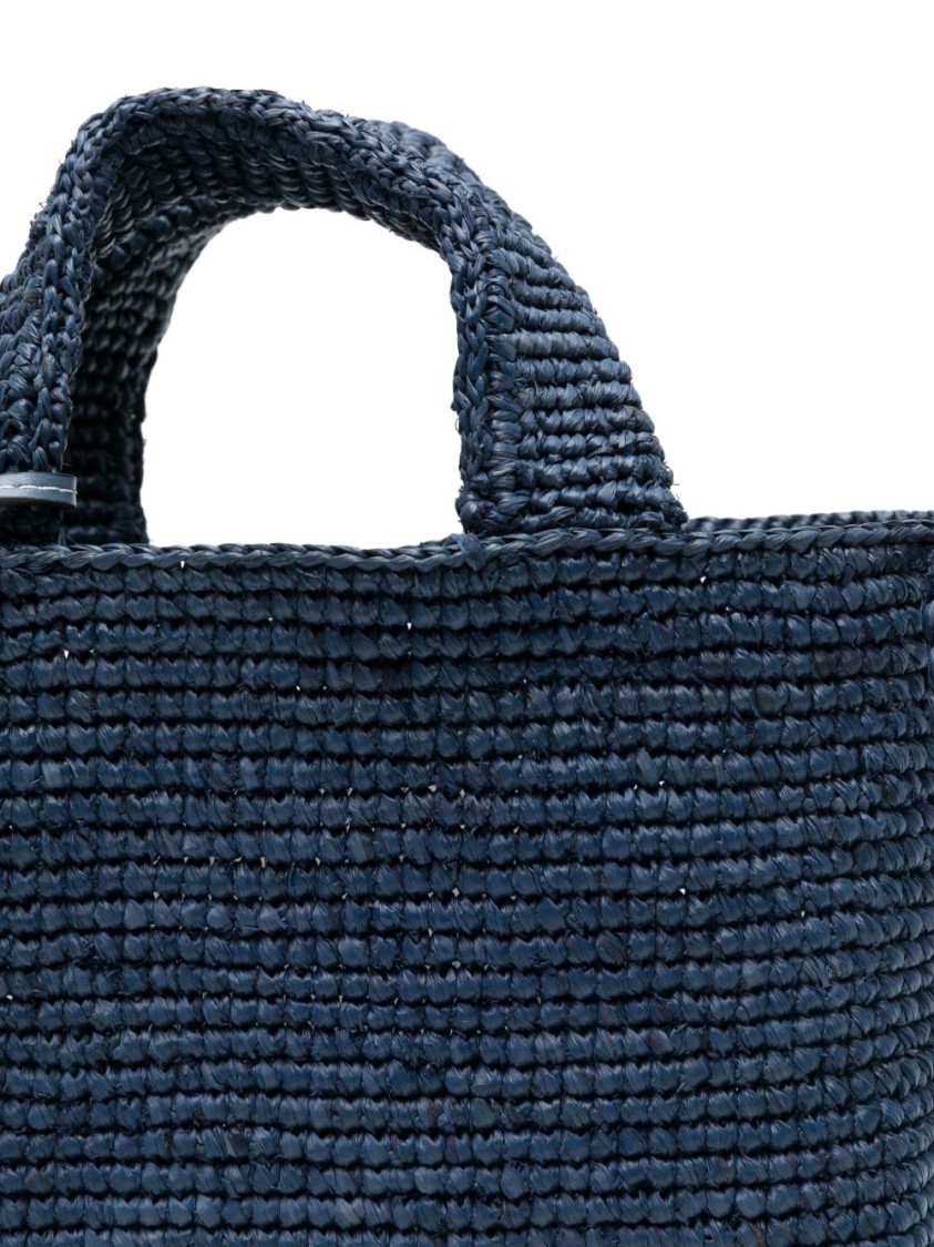 MANEBI MANEBI TEXTURED WOVEN RAFFIA HANDBAG WITH STURDY HANDLES