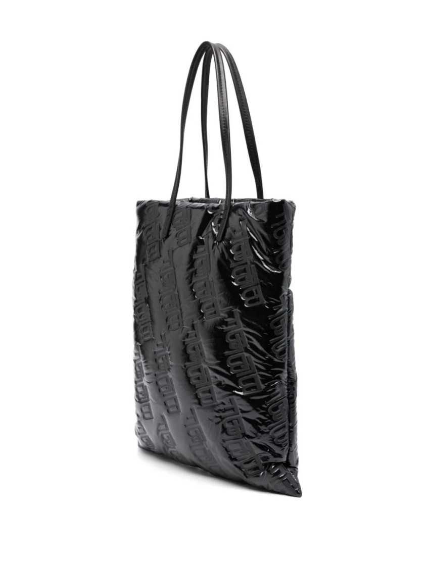 By Far Black Embossed Leather Handbag In Black