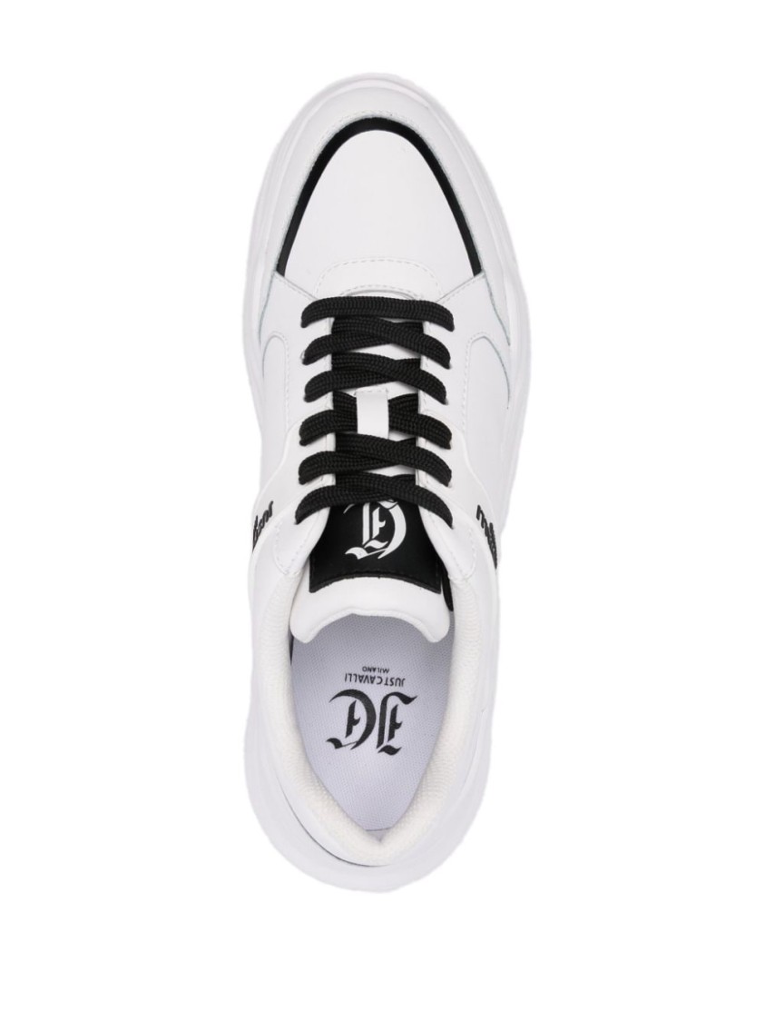 Just Cavalli Chunky Sole Sneakers With Premium Material And Bold Branding In White