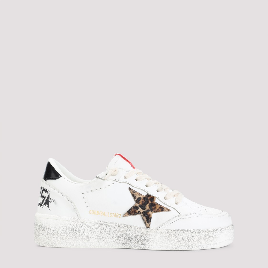 Golden Goose Leopard-print Leather Star Sneakers In White