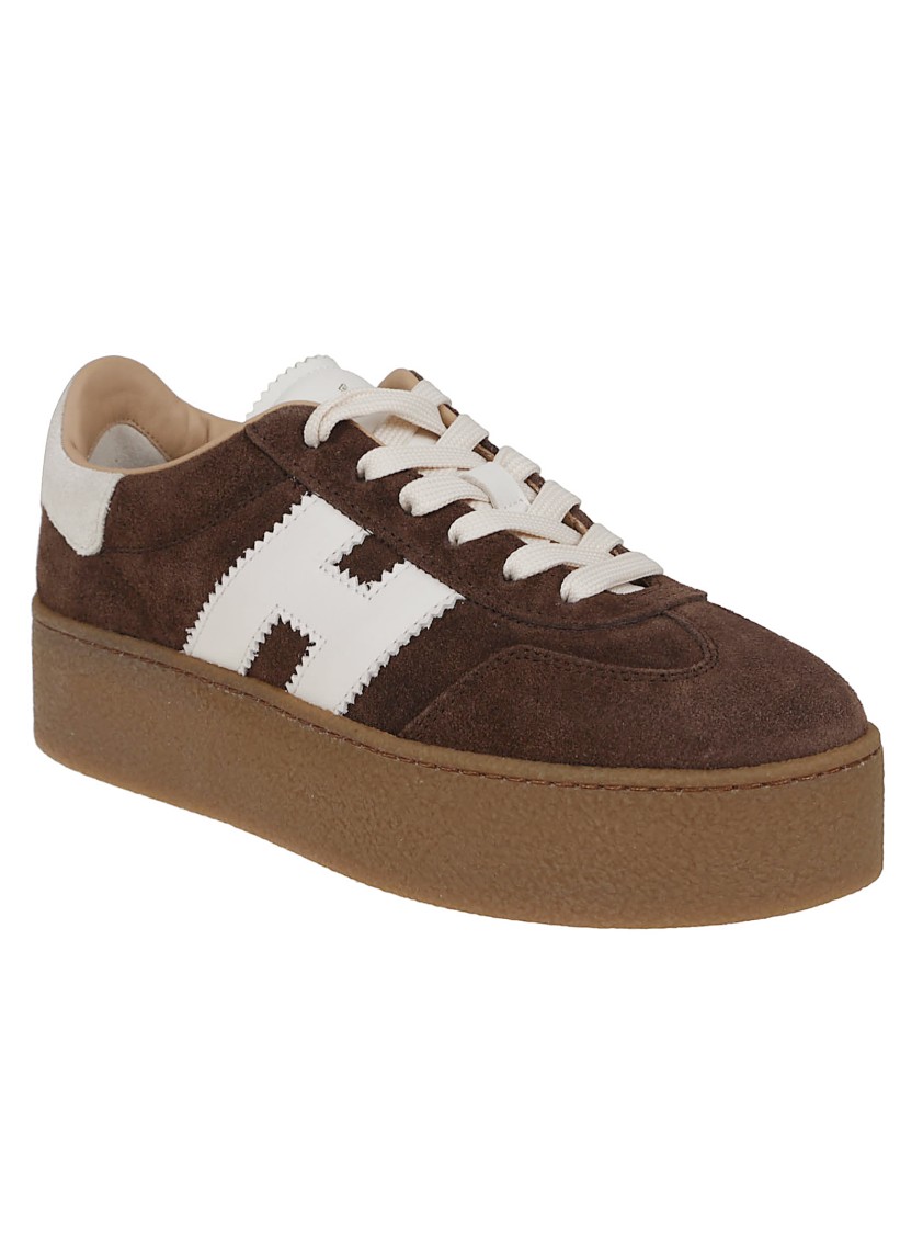 Hogan Chocolate Brown Suede Platform Sneakers With Lace-up Closure And H Logo Detail In Brown