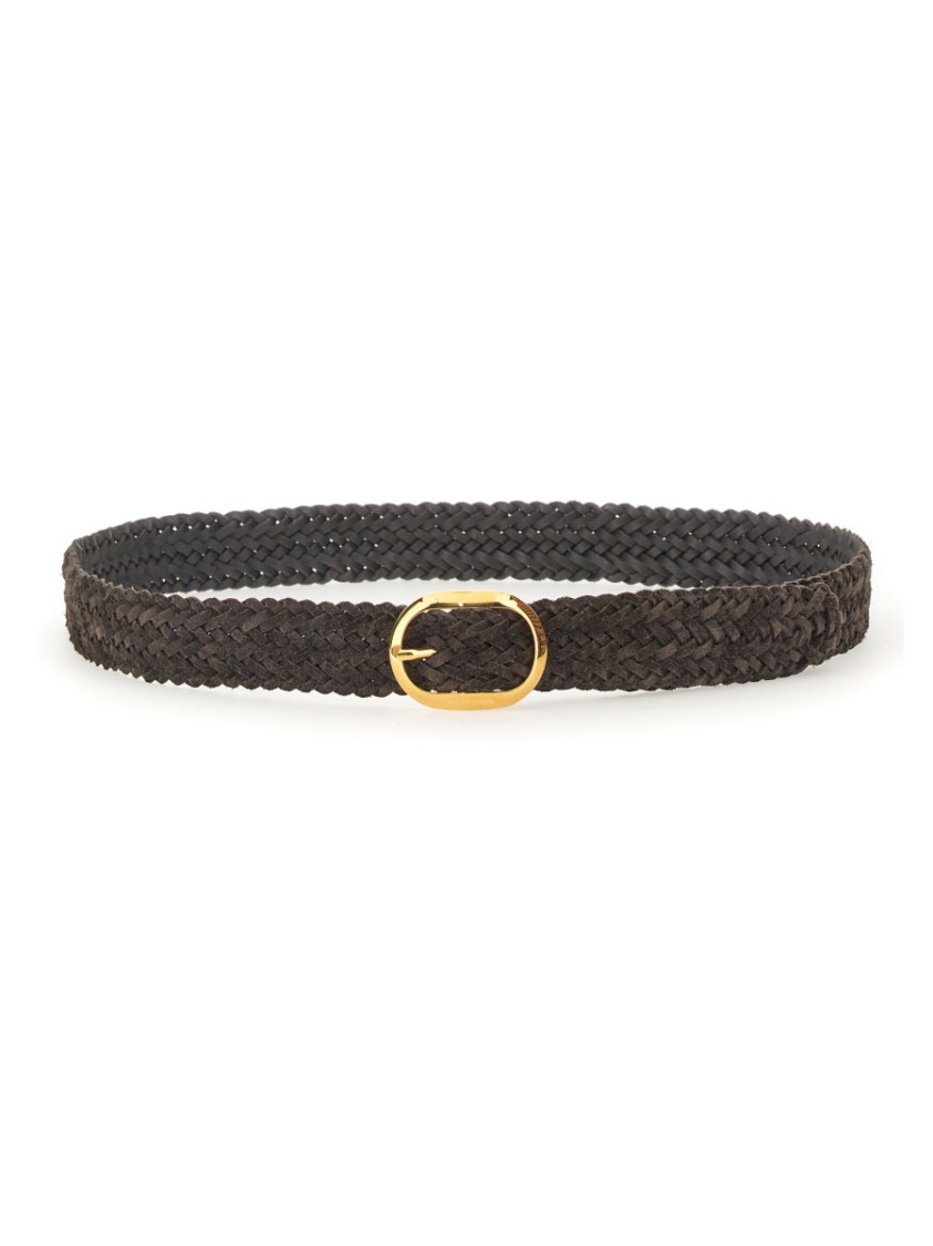 Tom Ford Woven Leather Belt For Men In Black