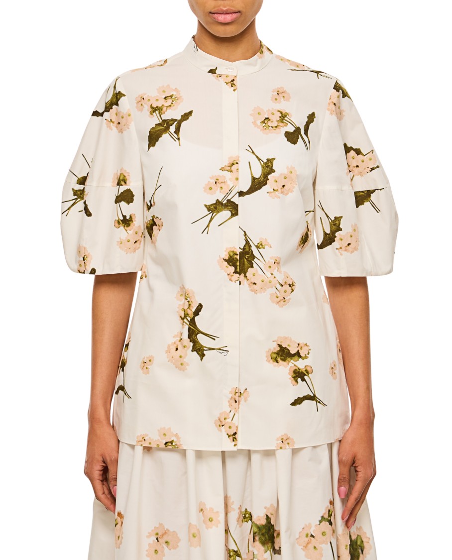 Shop Erdem Short Sleeved Flower Shirt In Neutrals
