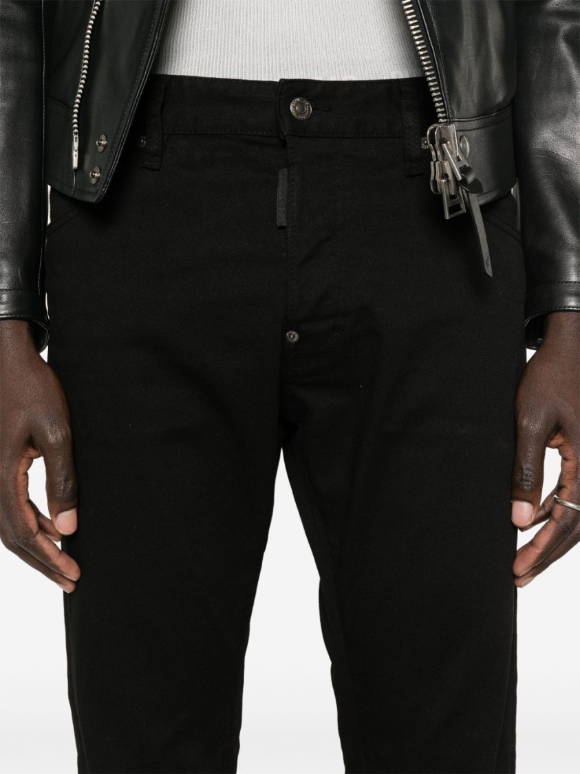 Dsquared2 Stretch Cotton Trouser With White Bull Tag In Black