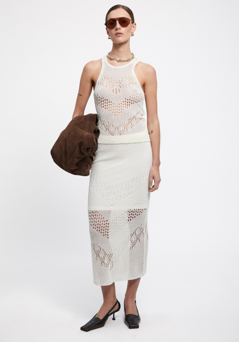 Shop Aeron Kismet - Lace Knit Top In Neutrals