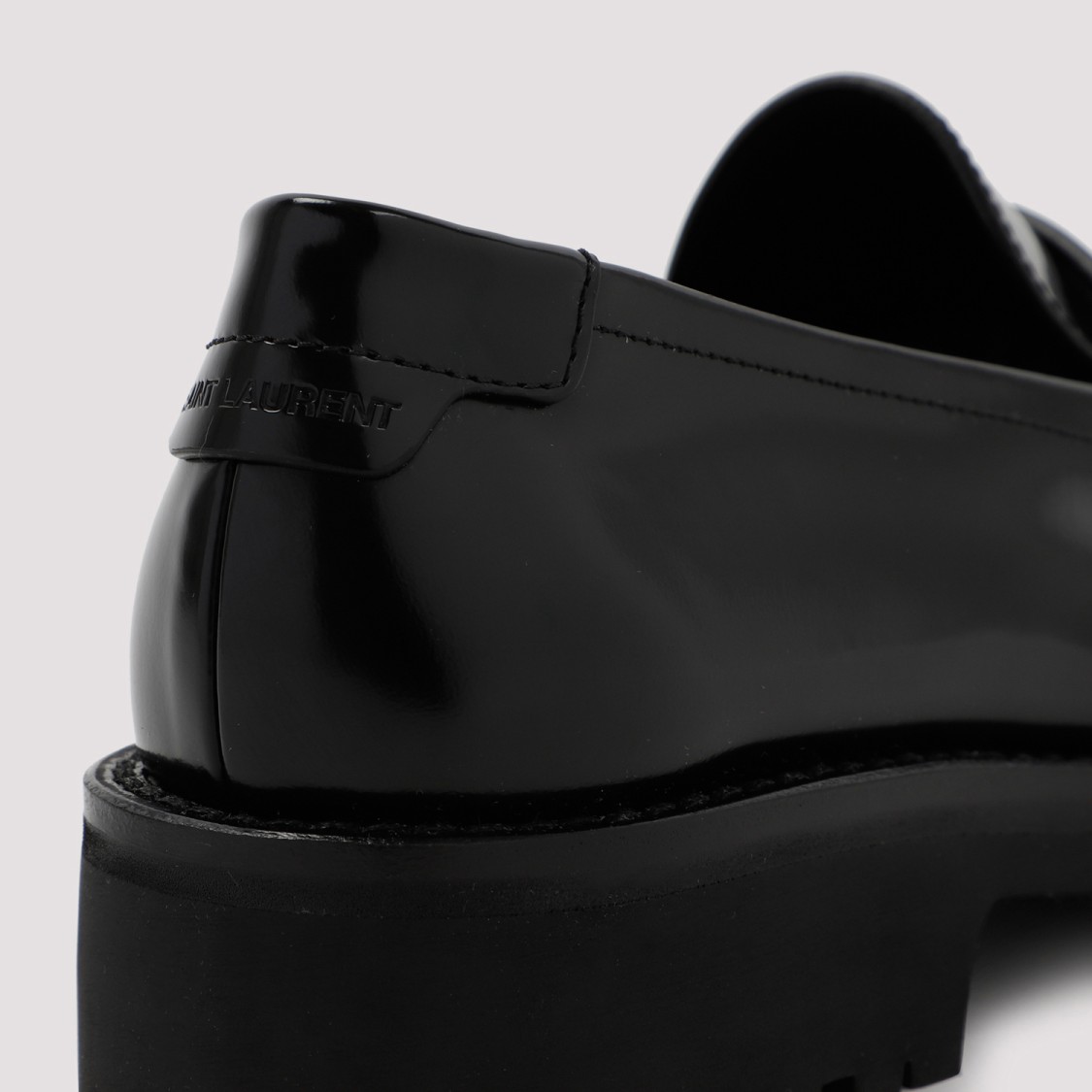 Saint Laurent Black Leather Loafers In Black