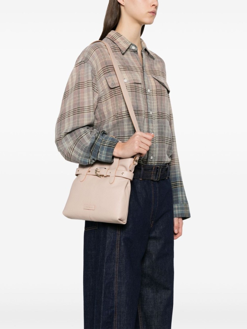 Coccinelle Structured Textured Leather Tote With Dual Handles
