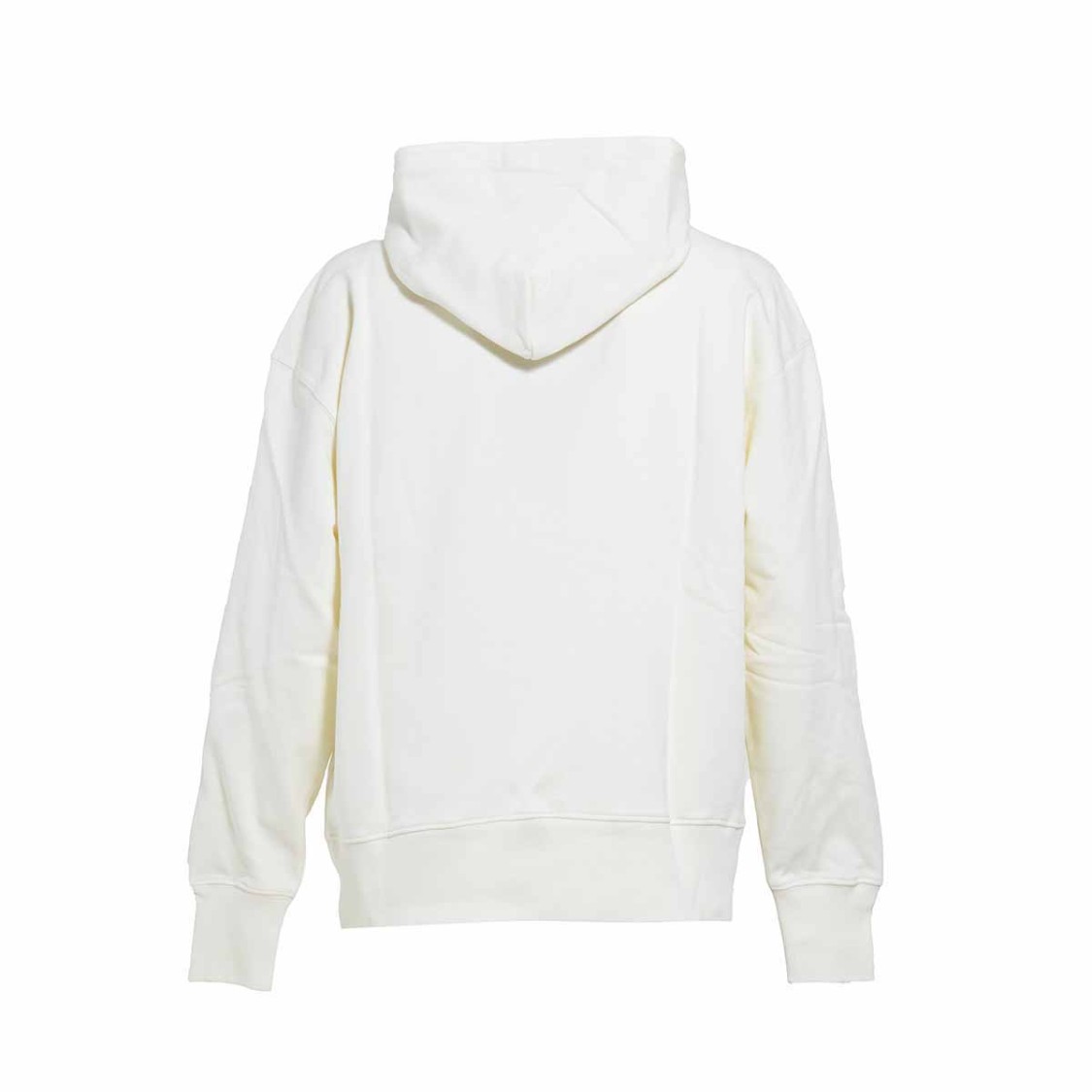 Msgm Cream Cotton Hoodie With Logo Print In White