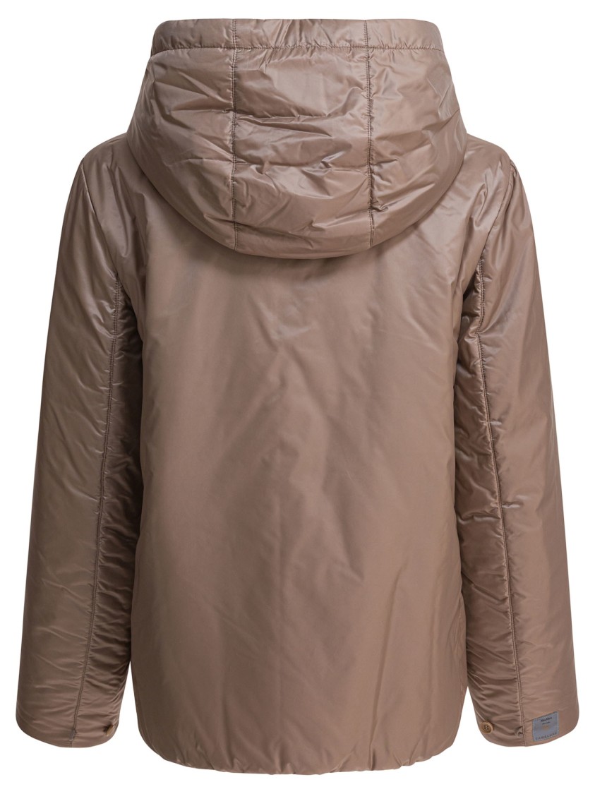 Max Mara Short Padded Jacket With Hood In Brown