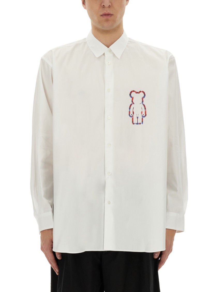 Comme Des Garçons Embroidered Detail Button-down Collar Shirt In White