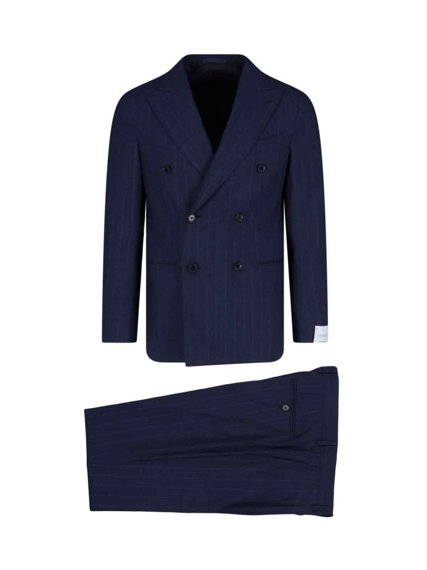Caruso Double-breasted Complete In Blue