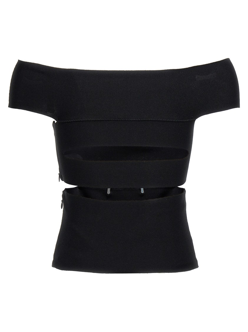 Alexander Mcqueen Lex Sliced Top Ld32 In Black