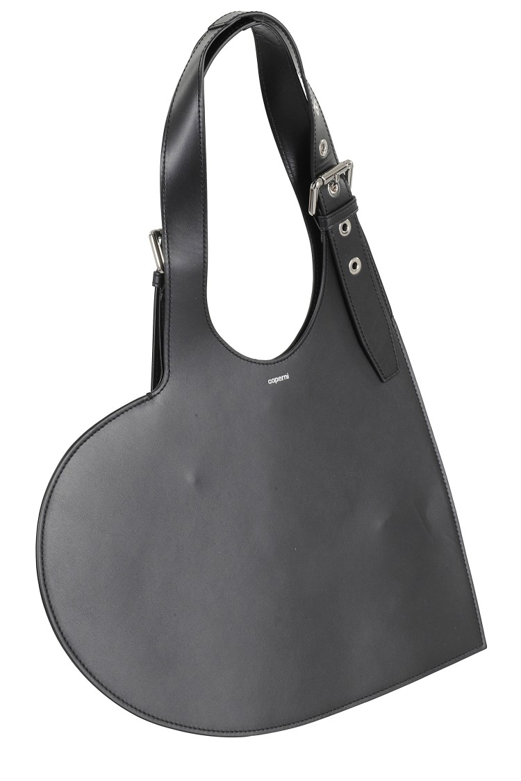 Coperni Heart-shaped Black Leather Bag With Single Shoulder Strap In Black