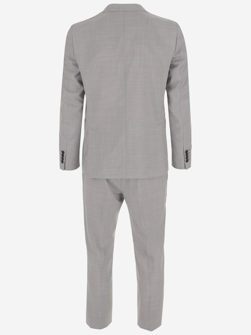 Brian Dales Light Gray Wool Suit With Single-breasted Blazer And Wide-leg Trousers