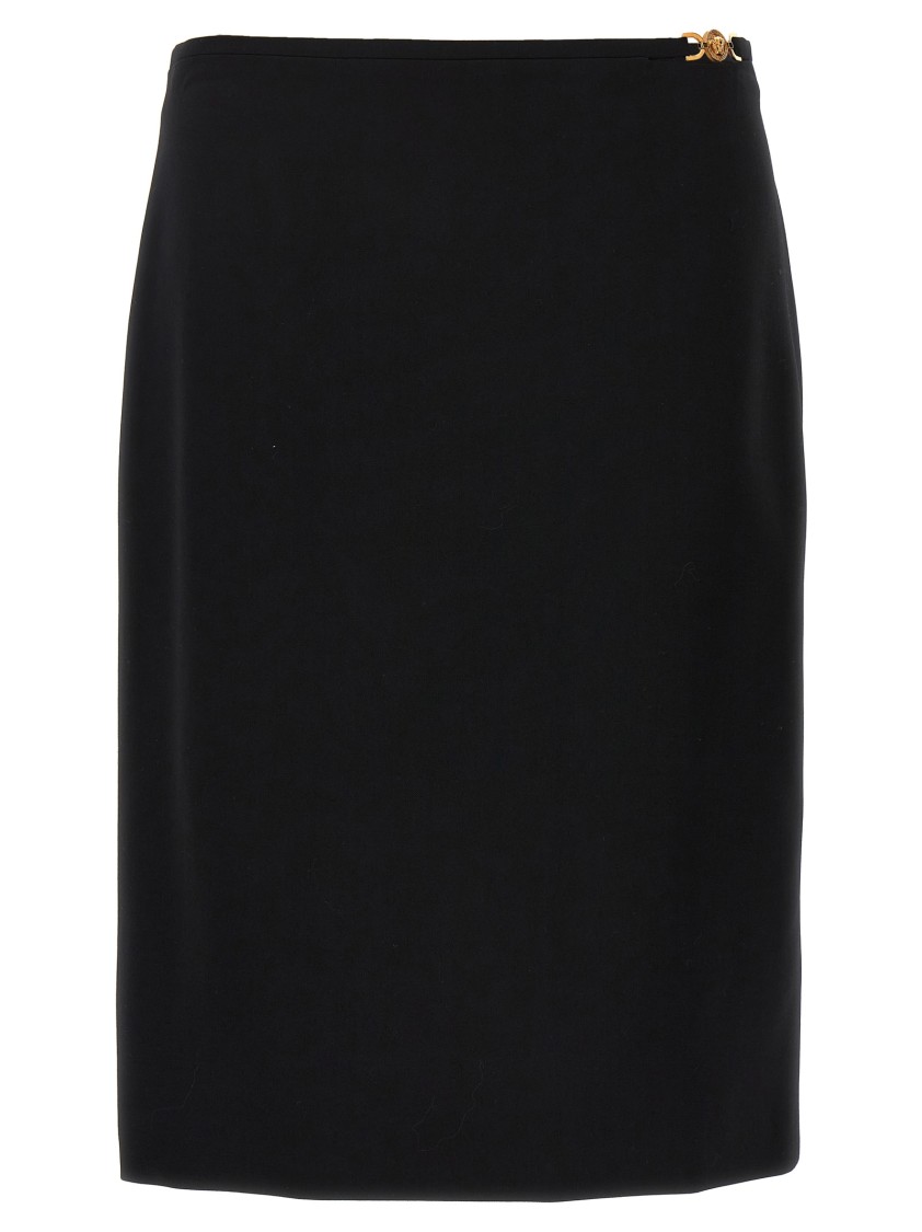 スカート Versace Tailored Stretch Wool Midi Skirt With Logo Detail Versace Tailored Stretch Wool Skirt With Logo Detail | THE LIST