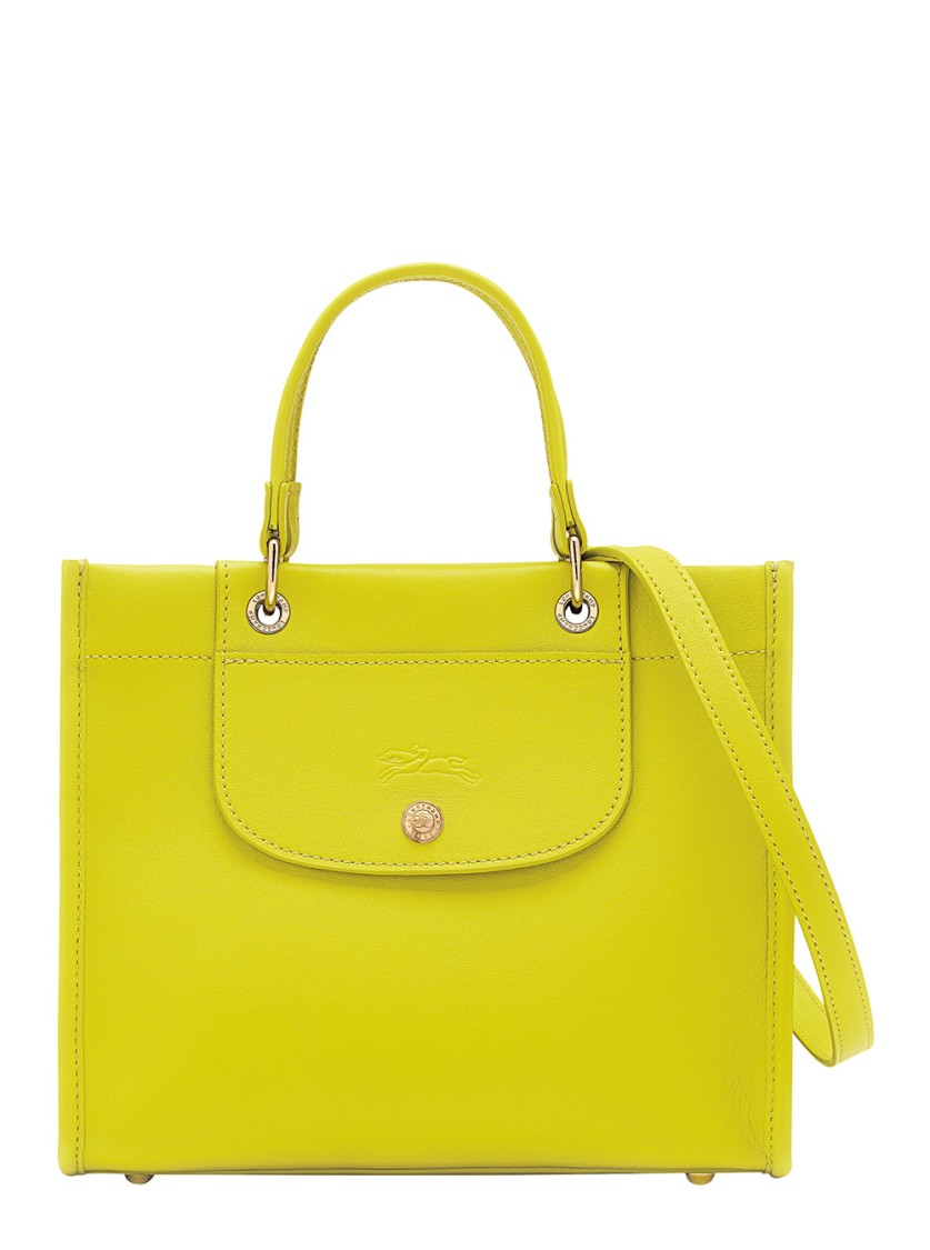 Longchamp Embossed Logo Leather Green Handbag