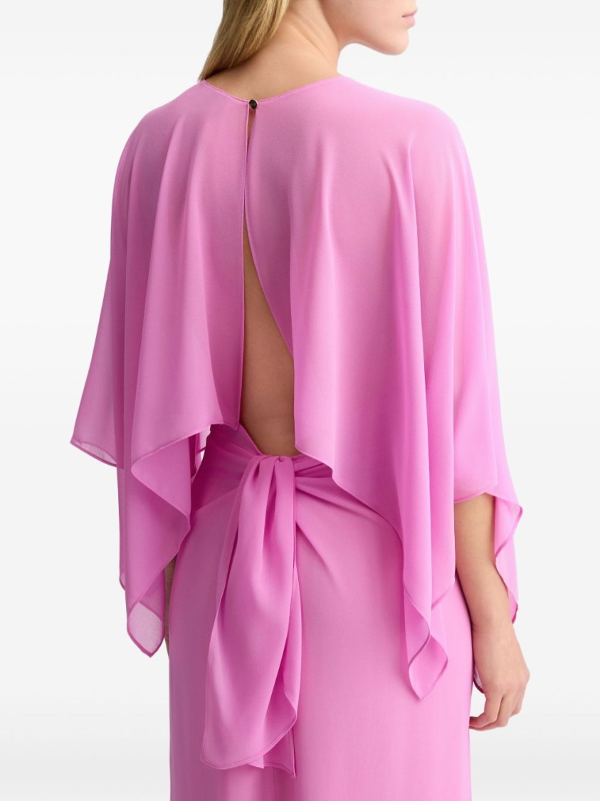 Liu •jo Liu Jo Maxi Dress With Draped Sleeves In Pink