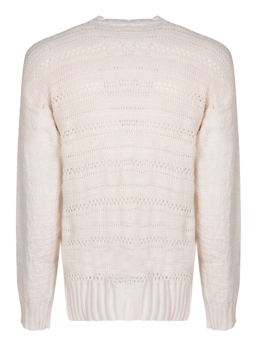 Atomo Factory White Ribbed Crew Neck Sweater In White