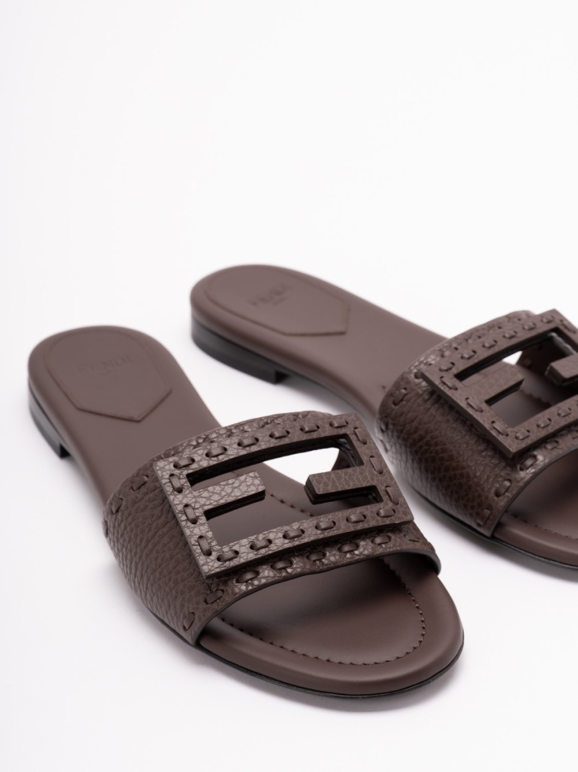 Fendi `ff` Slides In Brown