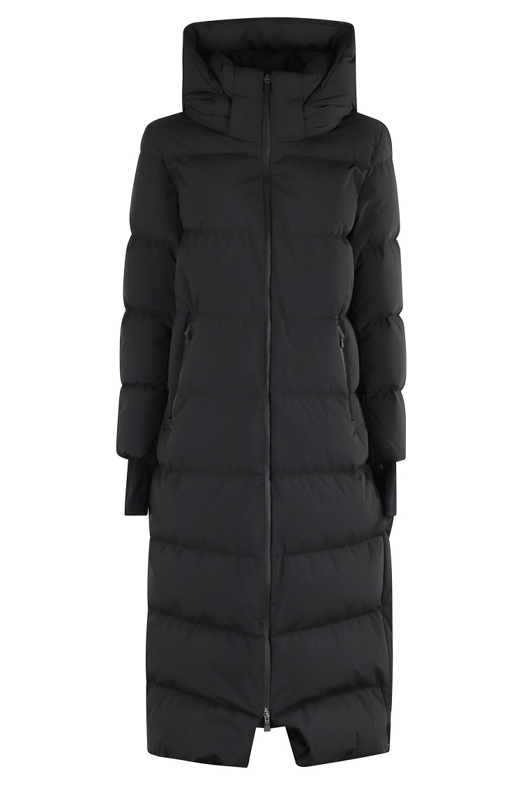 Herno Long Black 2-layer Jacket With Hood In Black