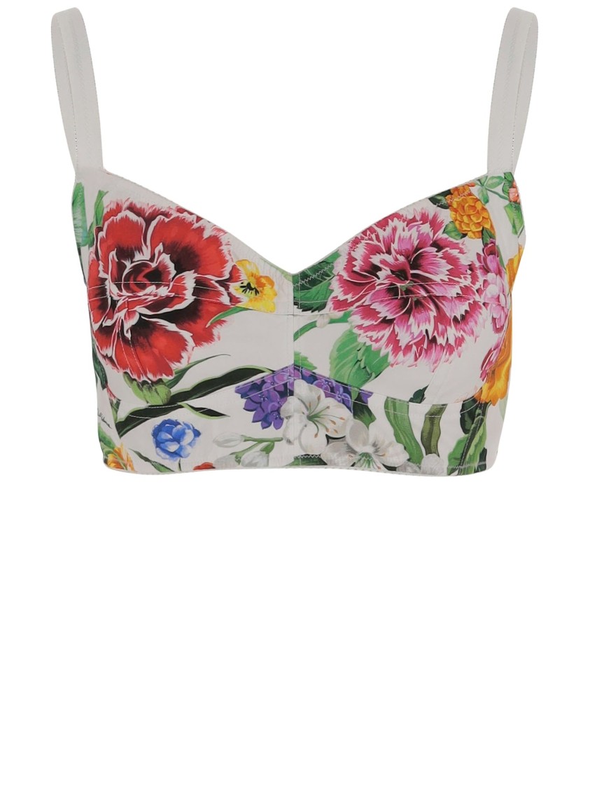 Dolce & Gabbana White Polka Silk Corset Bustier Top In Multicolor