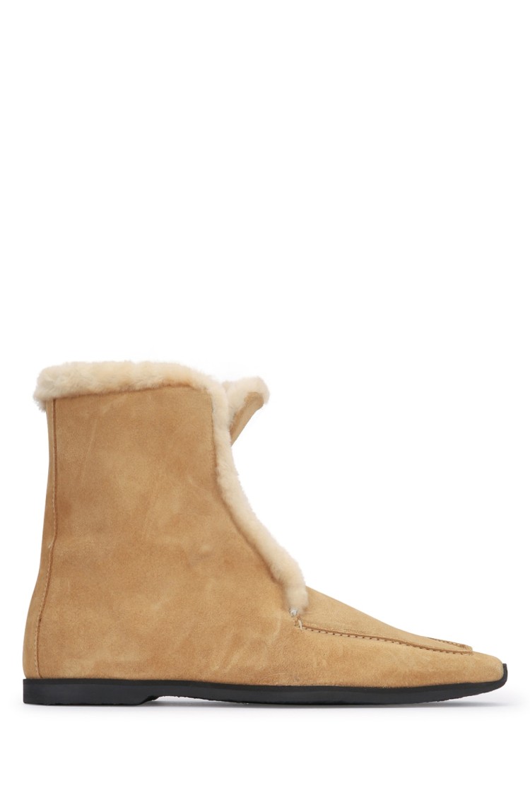 Totême Beige Suede Ankle Boots In Neutral