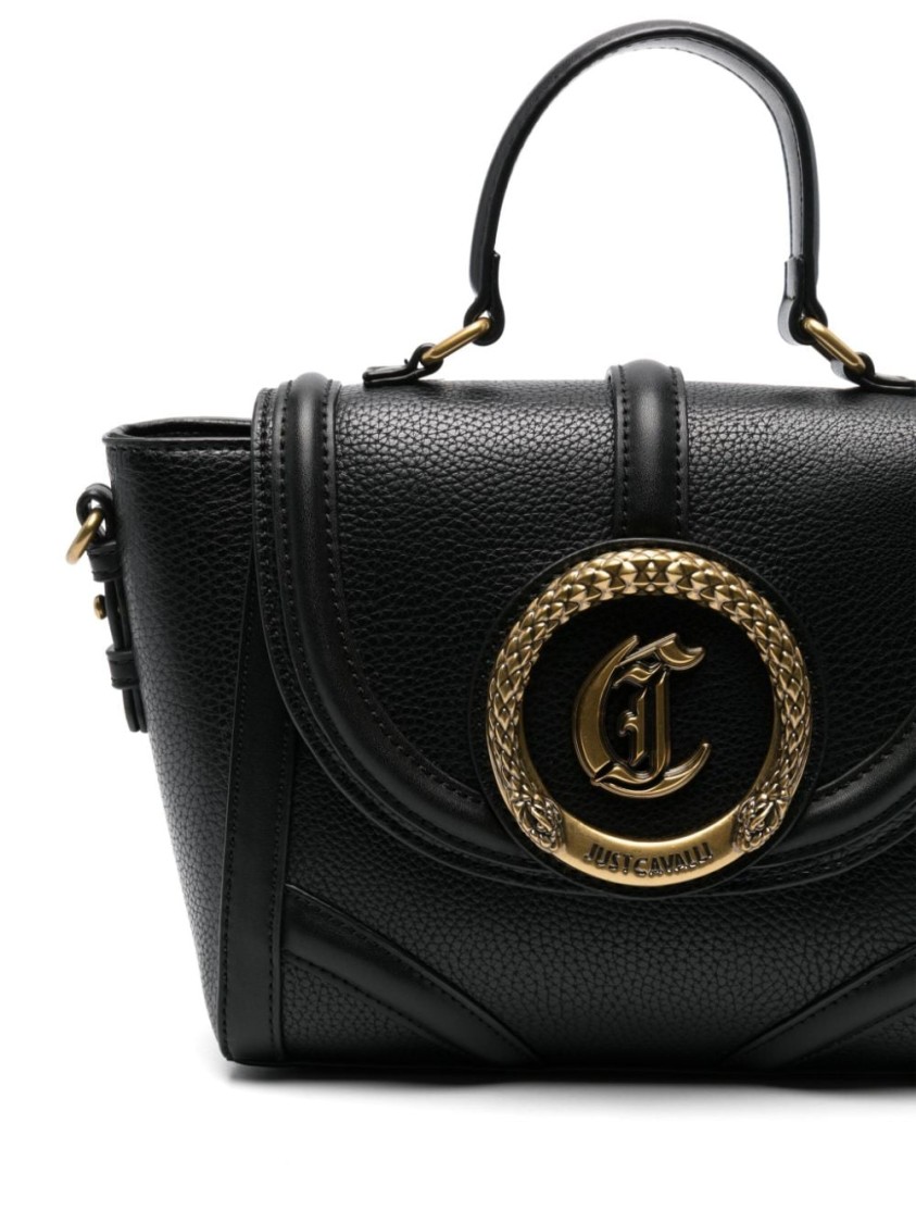 Just Cavalli Sleek Handbag With Iconic Logo And Spacious Interior In Black