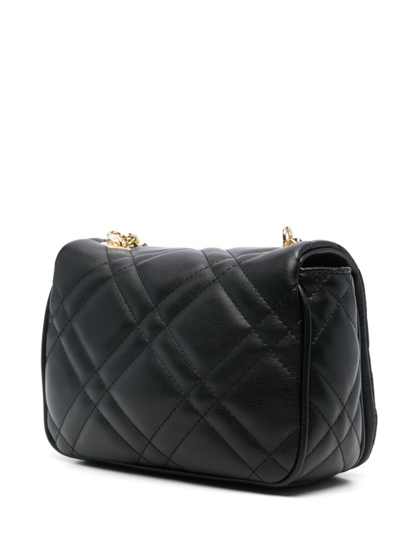 Love Moschino Quilted Shoulder Bag With Heart Embellishments In Black