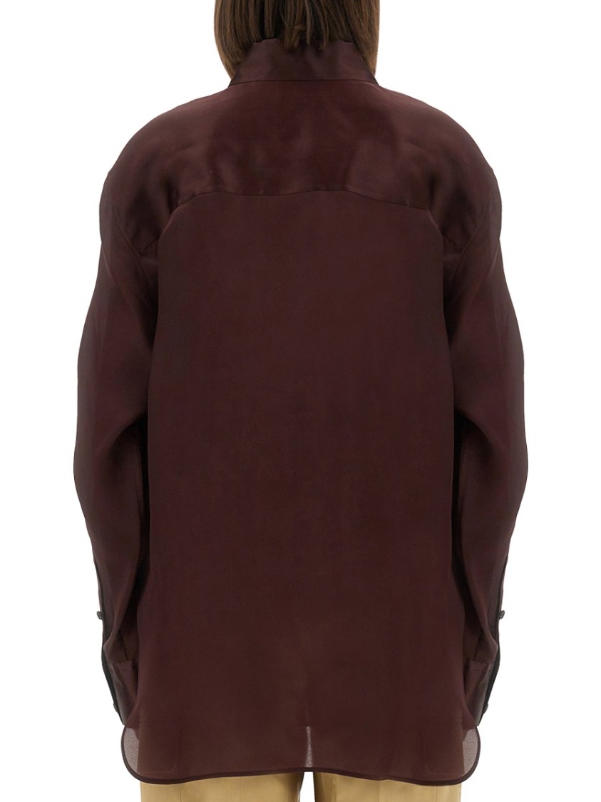 Khaite Matteo Shirt With Button-front And Flap Pocket In Brown