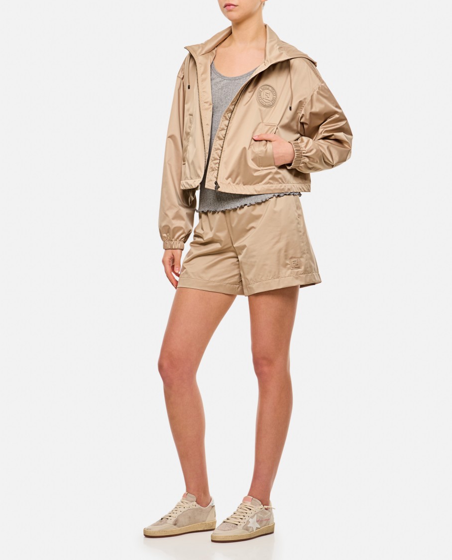 Fendi Women Cappuccino Polyester Windbreaker In Neutral