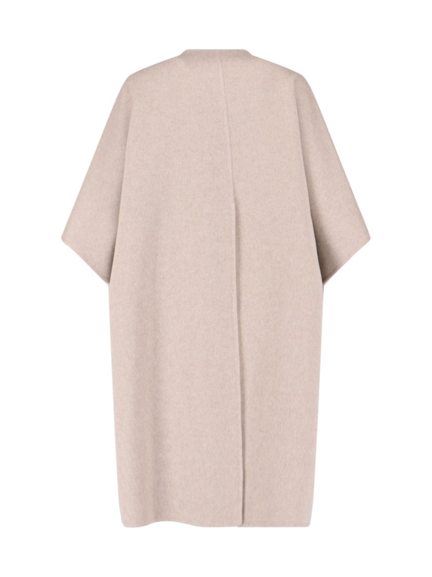 Max Mara Beige Cashmere Cape With Button Closure And Maxi Back Slit In Brown