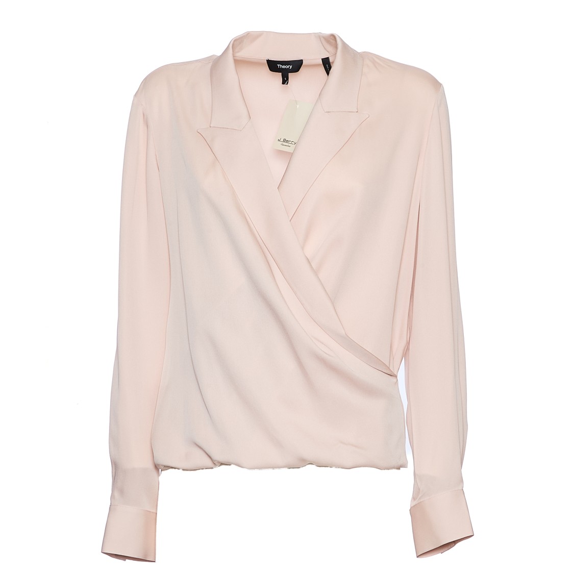 Theory Lapel Wrap Blush Blouse With V-neck