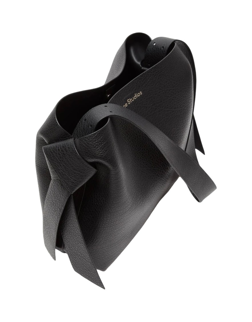 Acne Studios Sculptural Black Grainy Leather Musubi Tote In Black