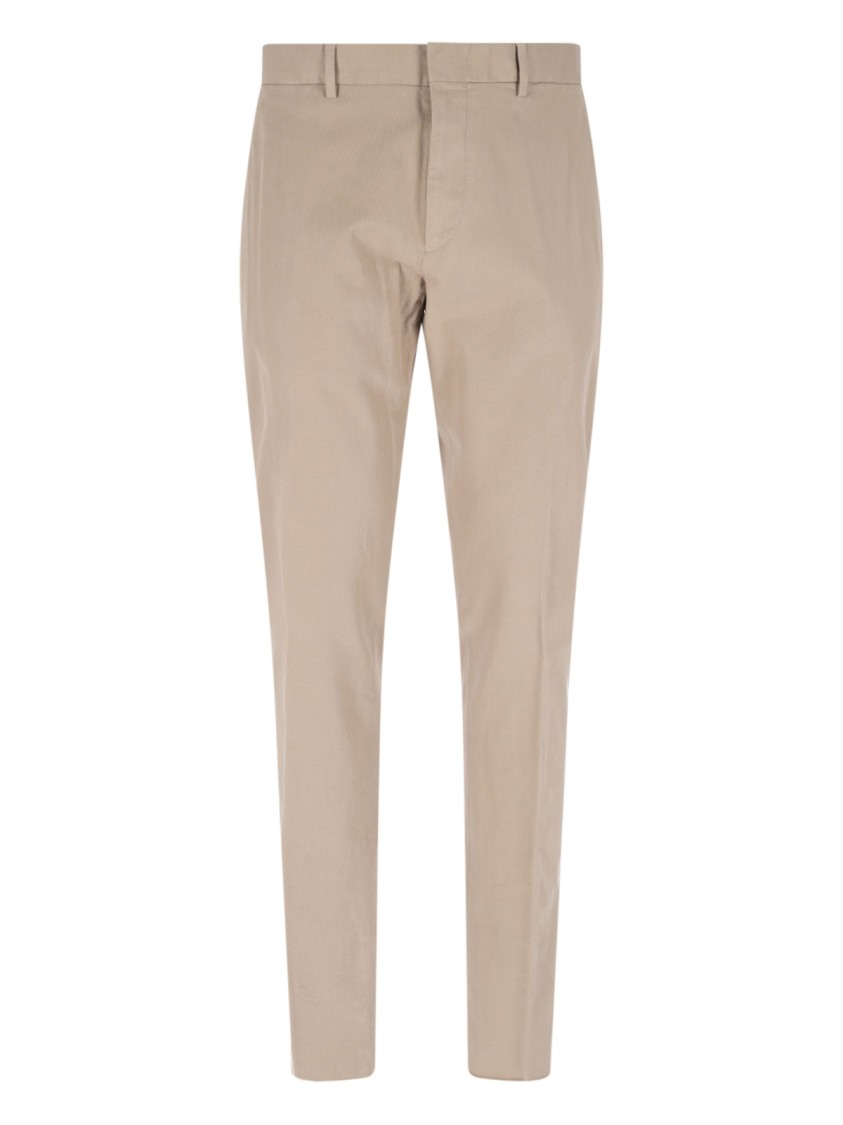ZEGNA ZEGNA BEIGE COTTON CHINO PANTS WITH MEDIUM WAIST