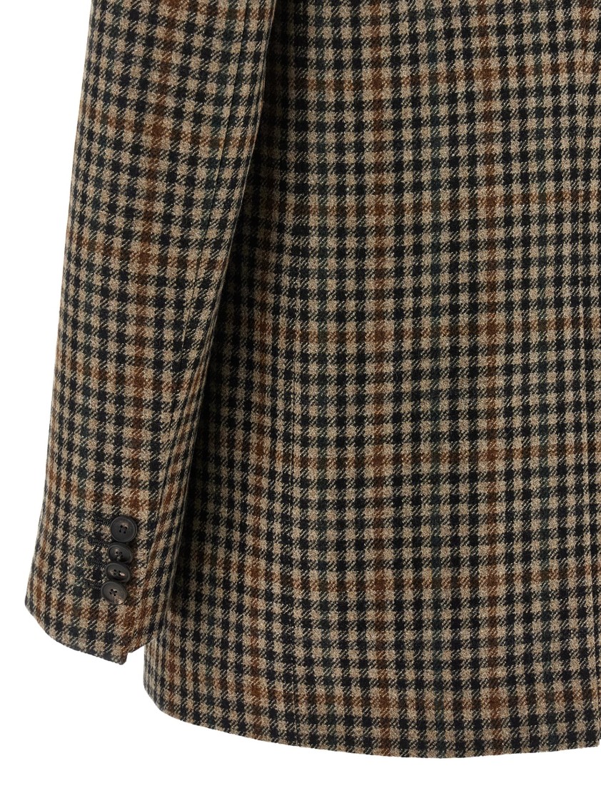 Tagliatore Notched Lapels Checked Blazer In Gray