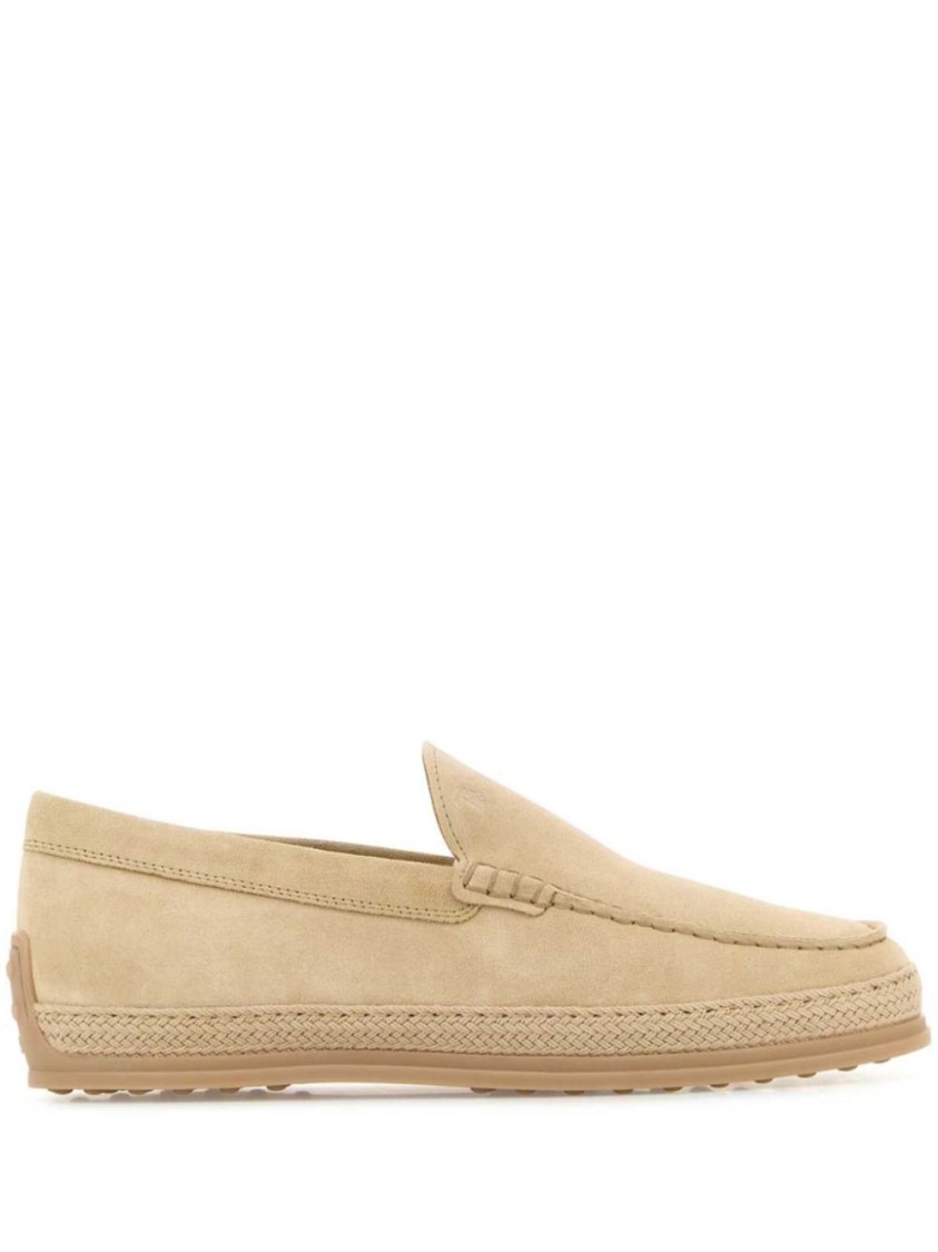 Tod's Beige Woven Leather Slip-on Loafers With Rubber Sole Men In Neutral