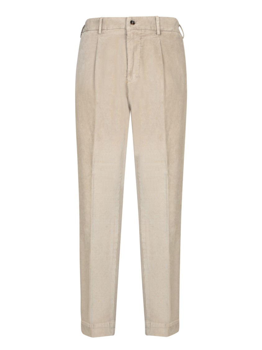 Dell'oglio Tailored Beige Trousers With Smooth Finish In Neutrals