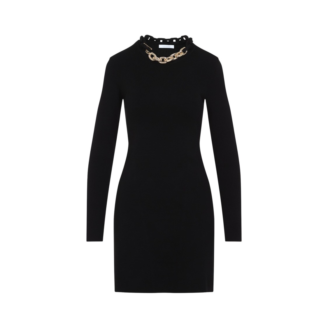 Rabanne Womens Chain-embellished Stretch-cotton Mini Dress Black In Black