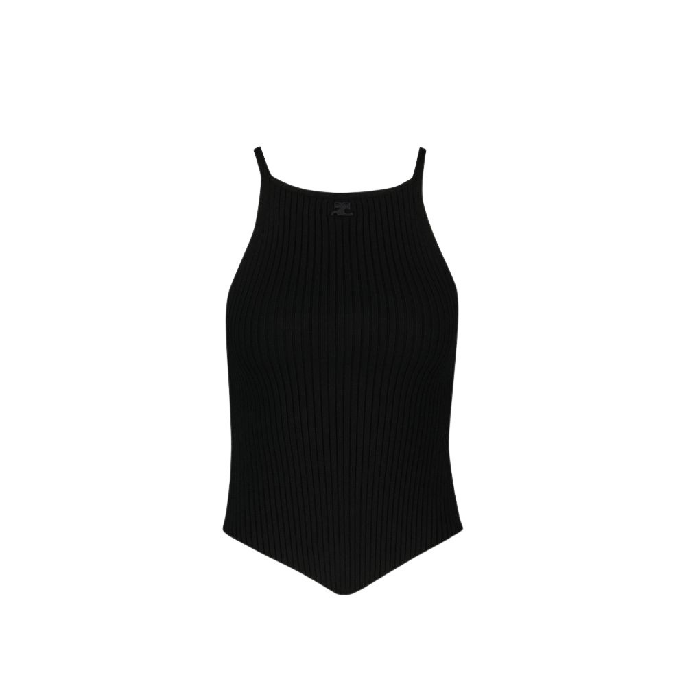 Shop Courrèges Signature Top - Cotton - Black