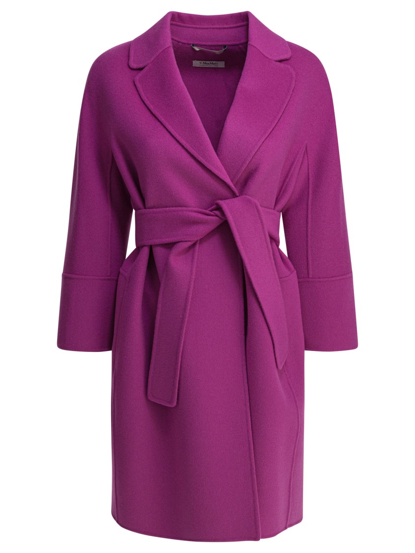 Max Mara Mid-length Fuchsia Wool Coat In Multi