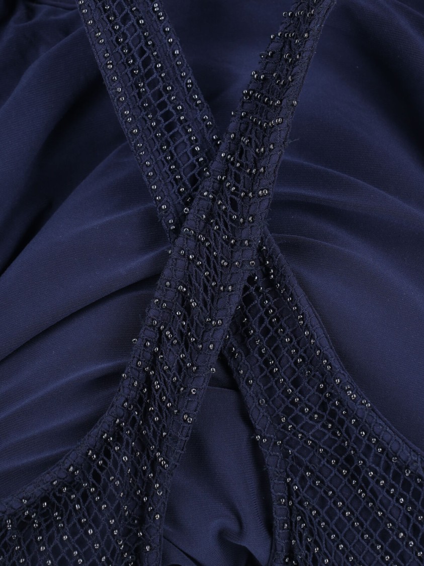 Shop Polo Ralph Lauren Maxi "zakaria" Studded Dress – Navy In Blue