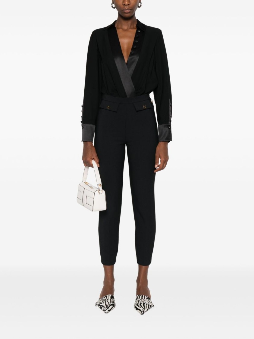 Elisabetta Franchi Cropped Tailored Trousers In Black