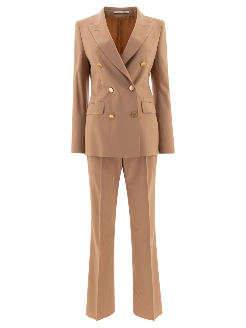 Tagliatore Beige Wool-elastan Blend Suit In Brown
