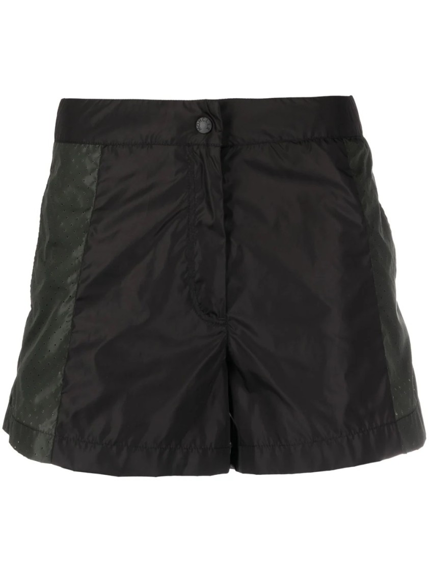 Shop Moncler Contemporary Black Bermuda Shorts With Textured Panels