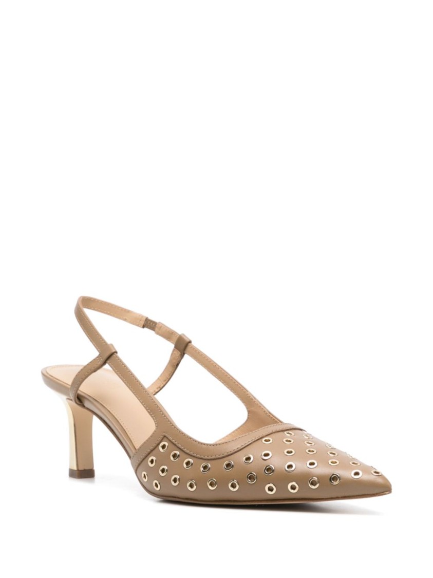 Michael Kors Beige Pointed Toe Slingback Shoes In Brown