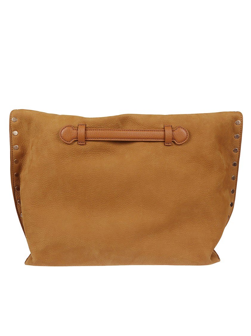 Zanellato Brown Textured Leather Tote With Fold-over Flap In Brown