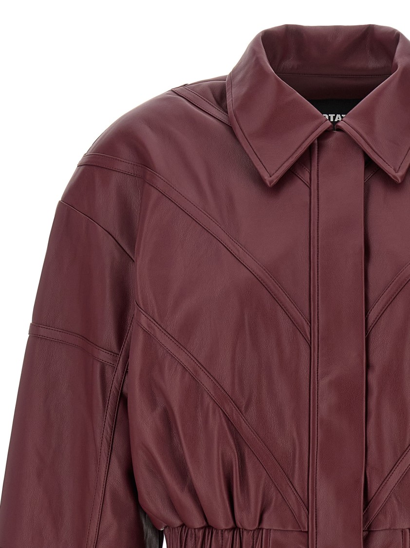 Rotate Birger Christensen Rotate Silk-finish Bomber Jacket With Ribbed Cuffs In Burgundy