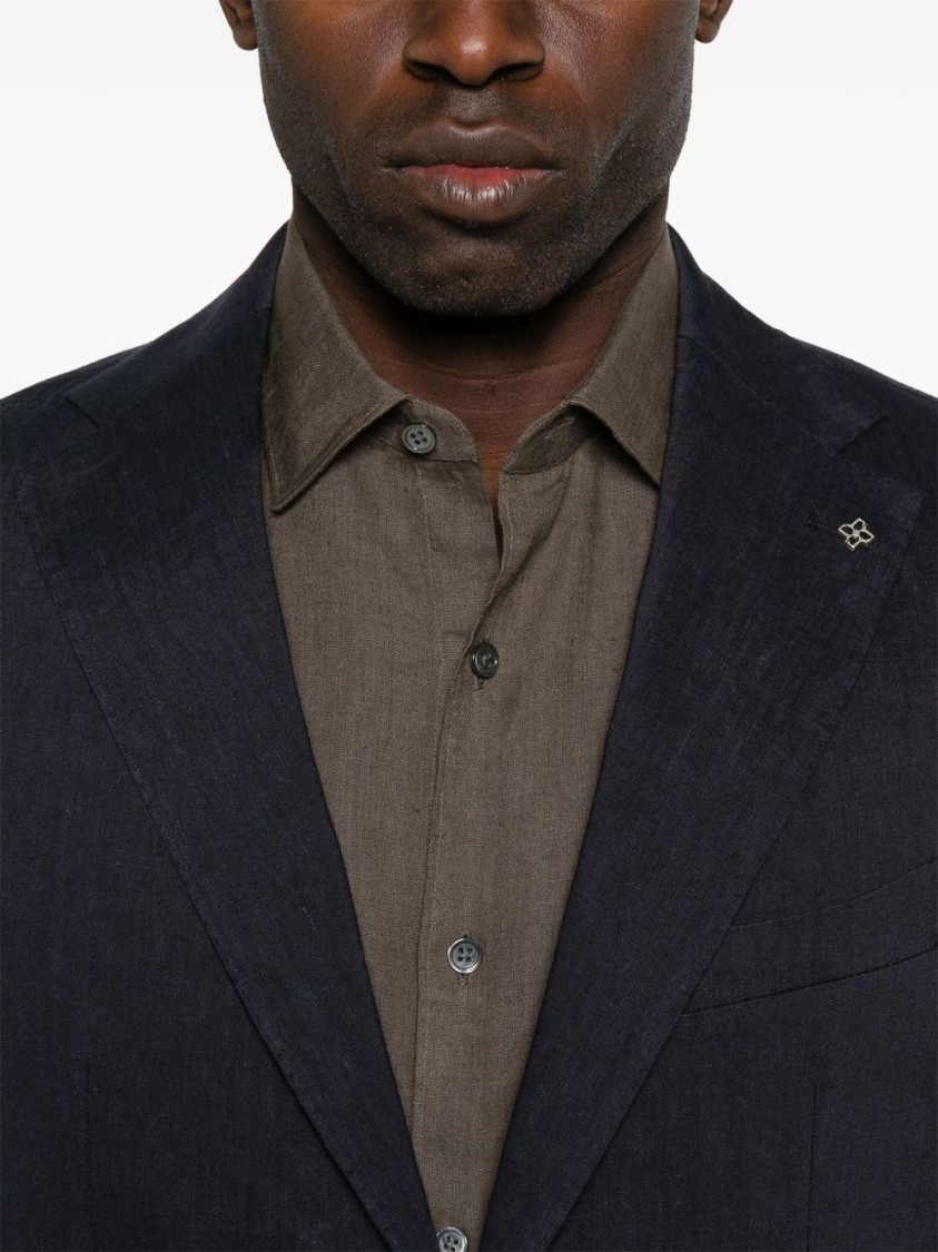 Shop Tagliatore Blue Tailored Suit With Two-button Closure