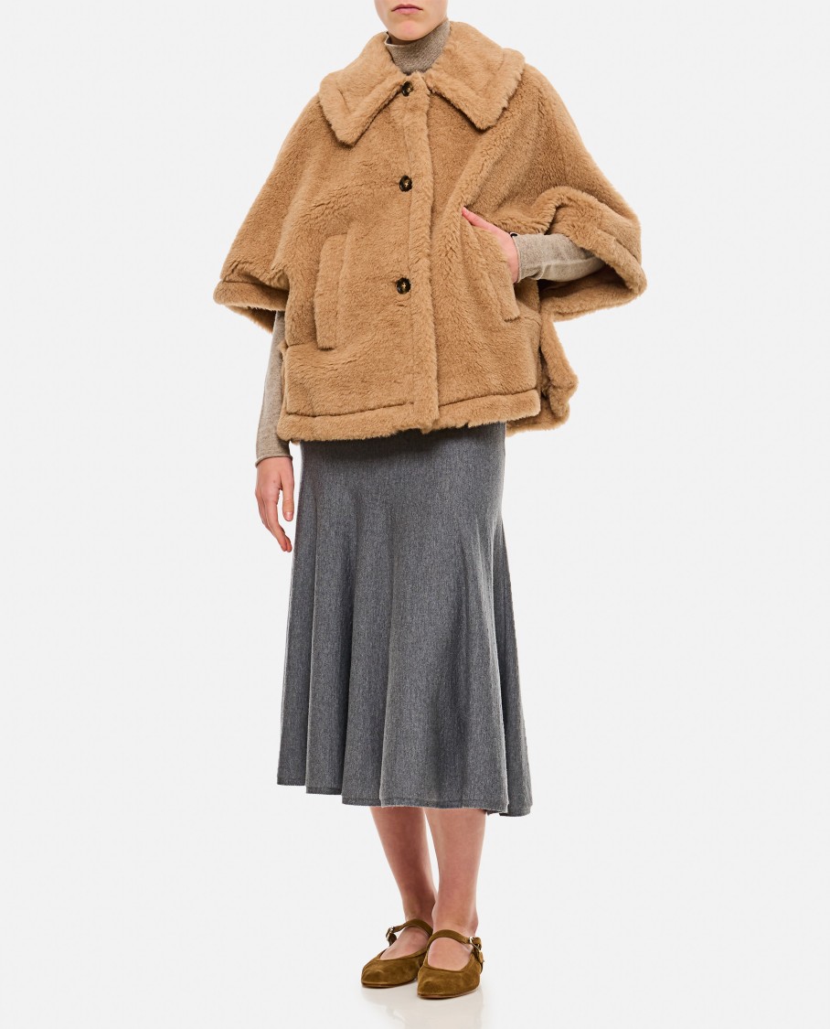Shop Max Mara Tenebre4 Teddy Cape In Brown