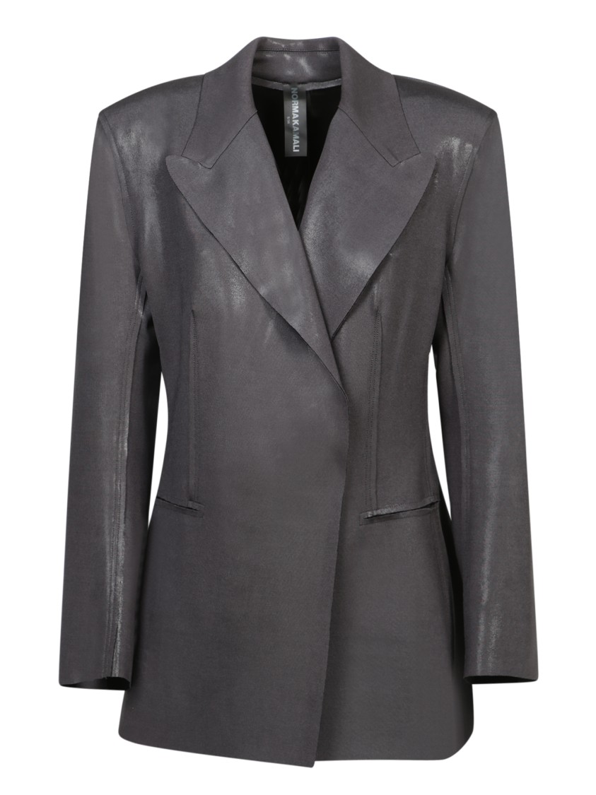 Shop Norma Kamali Grey Blazer Jacket
